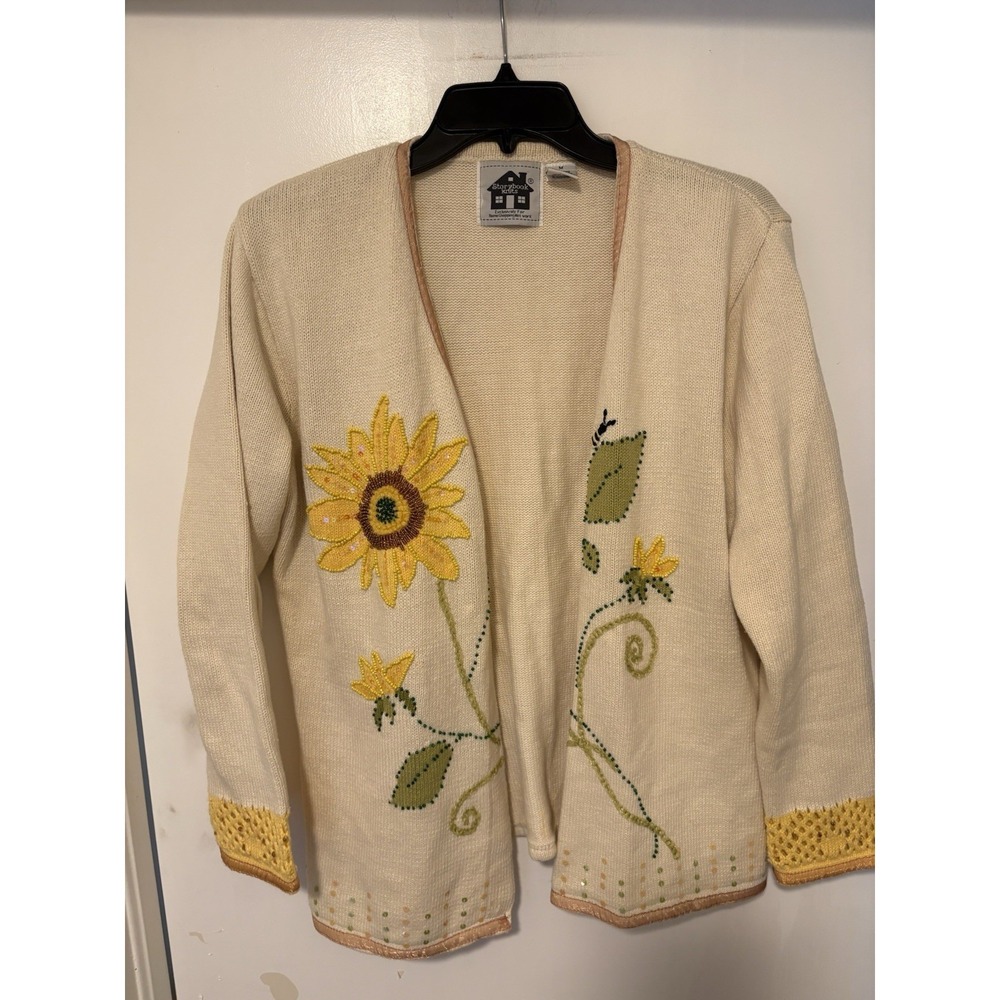 Vintage Women's Sunflower Cardigan Size Med